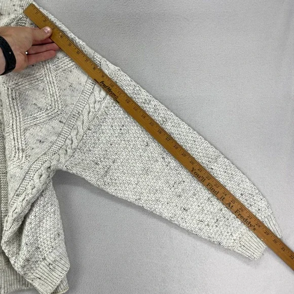 Medici Fisherman Sweater Mens 42/XL Cable Knit Chunky Wool Blend Flake Speckle‎